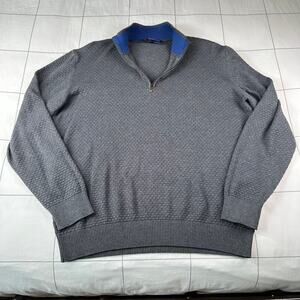 Luchiano Visconti Sweater Mens Large Gray Sports Edition Quarter Zip Knit Casual